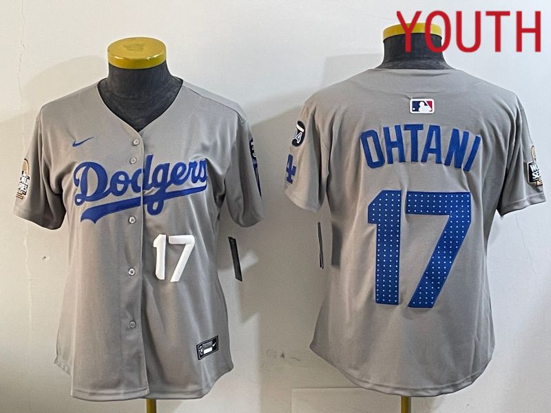 Youth Los Angeles Dodgers #17 Ohtani Grey Game 2024 Nike MLB Jersey style 12054->youth mlb jersey->Youth Jersey